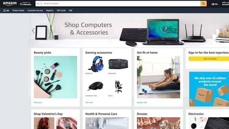 Amazon yra pats didžiausias pasaulyje internetinės prekybos centras, leidžiantis jame atsidaryti nuosavas parduotuves ir suteikiantis prieigą prie klientų visuose žemynuose. 