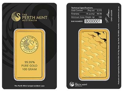 The Perth Mint aukso luitai yra pakuojami specialiose pakuotėse, pažymimi unikaliu numeriu ir sertifikuojami.